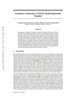 Geometry-Contrastive GAN for Facial Expression Transfer