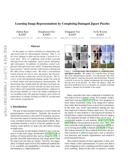 Learning Image Representations by Completing Damaged Jigsaw Puzzles
