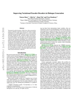Improving Variational Encoder-Decoders in Dialogue Generation