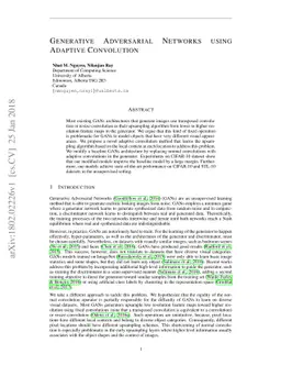 Generative Adversarial Networks using Adaptive Convolution