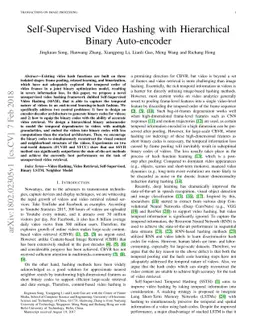 Self-Supervised Video Hashing with Hierarchical Binary Auto-encoder