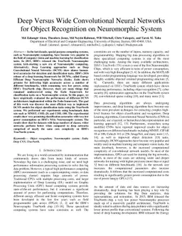 Deep Versus Wide Convolutional Neural Networks for Object Recognition on
  Neuromorphic System