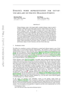 Enhance word representation for out-of-vocabulary on Ubuntu dialogue
  corpus
