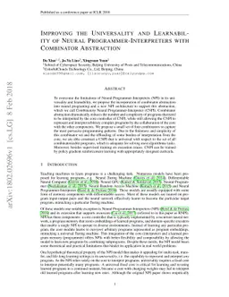 Improving the Universality and Learnability of Neural
  Programmer-Interpreters with Combinator Abstraction