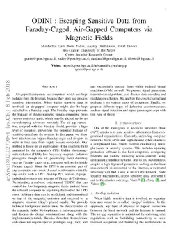 ODINI : Escaping Sensitive Data from Faraday-Caged, Air-Gapped Computers
  via Magnetic Fields