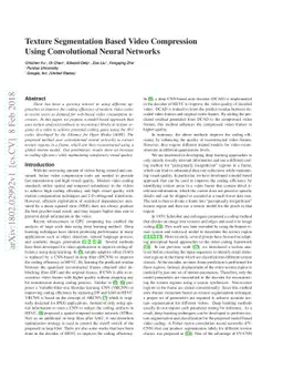 Texture Segmentation Based Video Compression Using Convolutional Neural
  Networks
