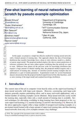Few-shot learning of neural networks from scratch by pseudo example
  optimization