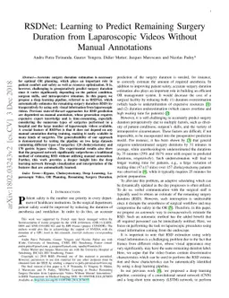 RSDNet: Learning to Predict Remaining Surgery Duration from Laparoscopic
  Videos Without Manual Annotations