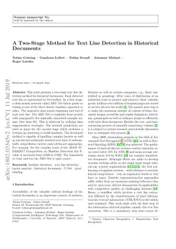 A Two-Stage Method for Text Line Detection in Historical Documents