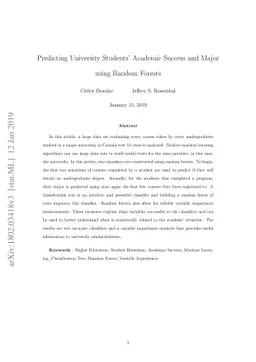Predicting University Students' Academic Success and Major using Random
  Forests