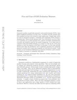 Pros and Cons of GAN Evaluation Measures