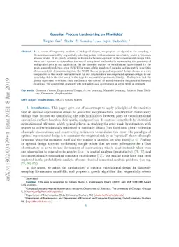 Gaussian Process Landmarking on Manifolds