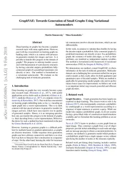 GraphVAE: Towards Generation of Small Graphs Using Variational
  Autoencoders