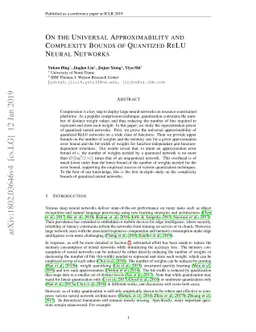 On the Universal Approximability and Complexity Bounds of Quantized ReLU
  Neural Networks