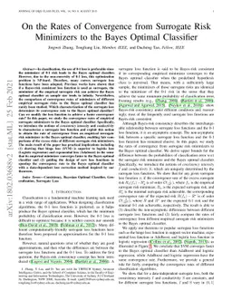On the Rates of Convergence from Surrogate Risk Minimizers to the Bayes
  Optimal Classifier