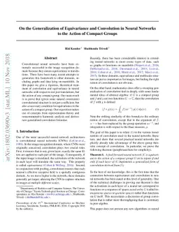On the Generalization of Equivariance and Convolution in Neural Networks
  to the Action of Compact Groups