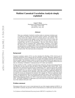 Multi-set Canonical Correlation Analysis simply explained