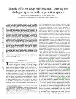 Sample Efficient Deep Reinforcement Learning for Dialogue Systems with
  Large Action Spaces