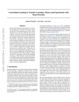 Curriculum Learning by Transfer Learning: Theory and Experiments with
  Deep Networks