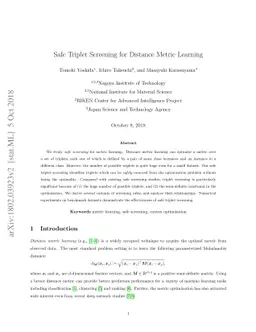 Safe Triplet Screening for Distance Metric Learning