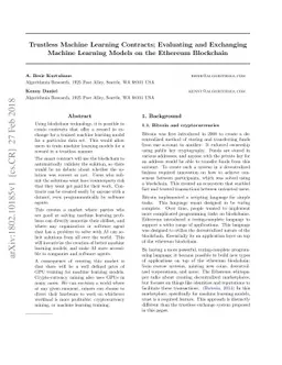 Trustless Machine Learning Contracts; Evaluating and Exchanging Machine
  Learning Models on the Ethereum Blockchain