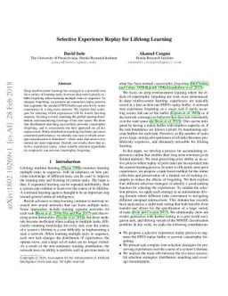 Selective Experience Replay for Lifelong Learning