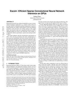 Escoin: Efficient Sparse Convolutional Neural Network Inference on GPUs