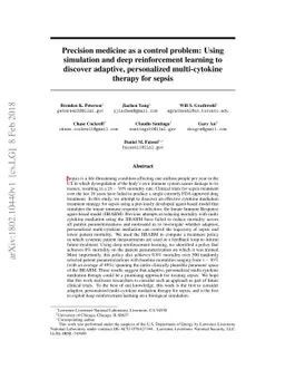 Precision medicine as a control problem: Using simulation and deep
  reinforcement learning to discover adaptive, personalized multi-cytokine
  therapy for sepsis