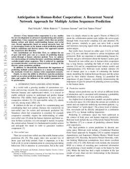 Anticipation in Human-Robot Cooperation: A Recurrent Neural Network
  Approach for Multiple Action Sequences Prediction