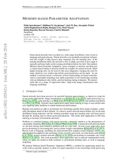 Memory-based Parameter Adaptation