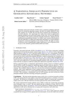 A Variational Inequality Perspective on Generative Adversarial Networks