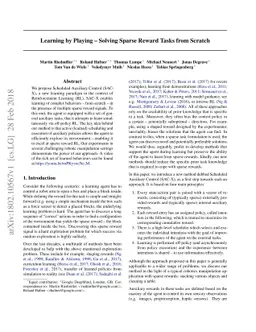 Learning by Playing - Solving Sparse Reward Tasks from Scratch