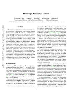 Stereoscopic Neural Style Transfer