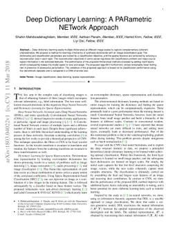 Deep Dictionary Learning: A PARametric NETwork Approach