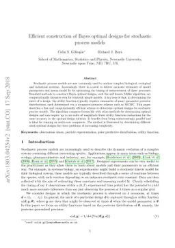 Efficient construction of Bayes optimal designs for stochastic process
  models