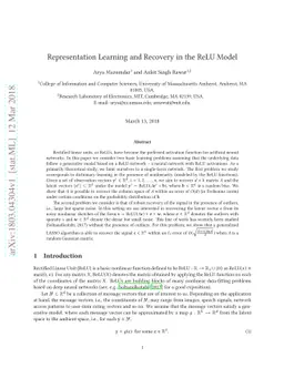 Representation Learning and Recovery in the ReLU Model
