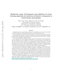Replication study: Development and validation of deep learning algorithm
  for detection of diabetic retinopathy in retinal fundus photographs
