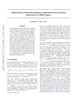 Optimal Rates of Sketched-regularized Algorithms for Least-Squares
  Regression over Hilbert Spaces