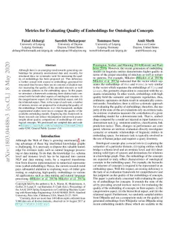 Concept2vec: Metrics for Evaluating Quality of Embeddings for
  Ontological Concepts