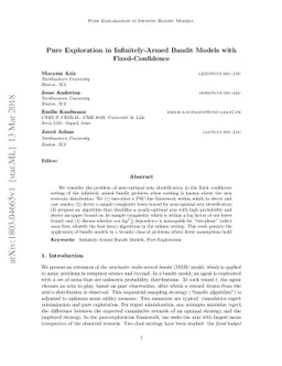 Pure Exploration in Infinitely-Armed Bandit Models with Fixed-Confidence