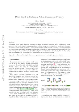 Policy Search in Continuous Action Domains: an Overview