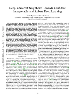 Deep k-Nearest Neighbors: Towards Confident, Interpretable and Robust
  Deep Learning