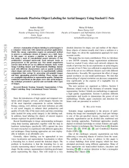 Automatic Pixelwise Object Labeling for Aerial Imagery Using Stacked
  U-Nets