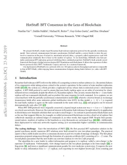 HotStuff: BFT Consensus in the Lens of Blockchain