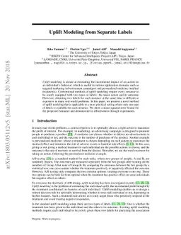Uplift Modeling from Separate Labels