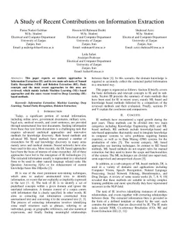 A Study of Recent Contributions on Information Extraction