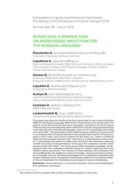 RUSSE'2018: A Shared Task on Word Sense Induction for the Russian
  Language