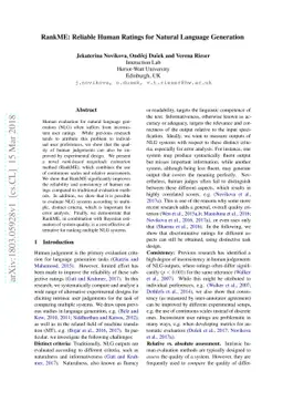 RankME: Reliable Human Ratings for Natural Language Generation