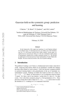 Gaussian Processes indexed on the symmetric group: prediction and
  learning