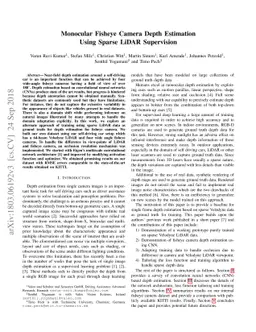 Monocular Fisheye Camera Depth Estimation Using Sparse LiDAR Supervision